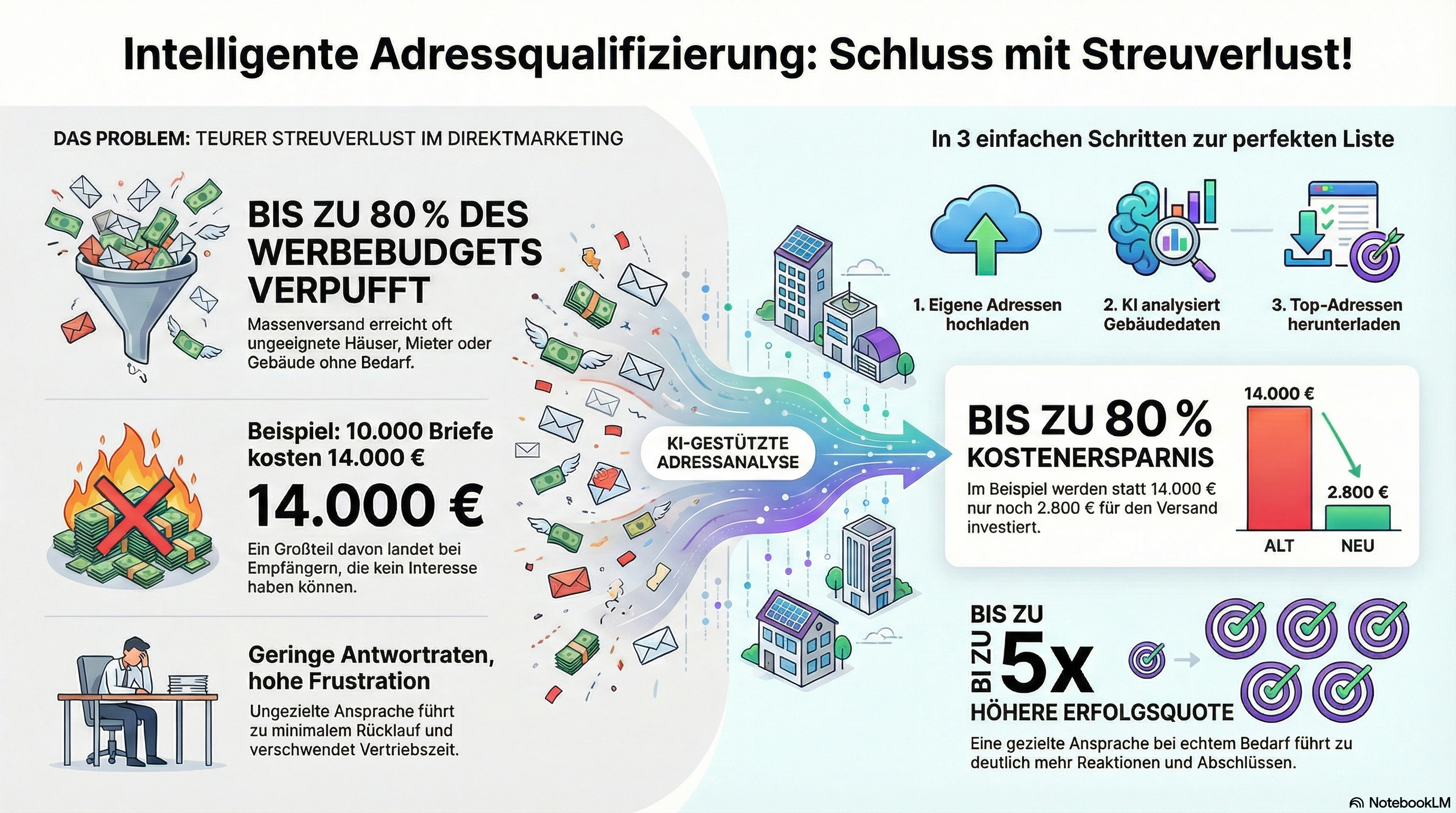 Intelligente Adressqualifizierung: Schluss mit Streuverlust! Bis zu 80% Kostenersparnis durch KI-gestützte Analyse